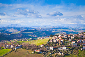 Fototapeta na wymiar Panoramic landscape of Italian countryside
