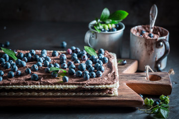 Delicious wafers made of chocolate and fresh ingredients