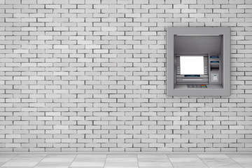 Build In Bank Cash ATM Machine. 3d Rendering