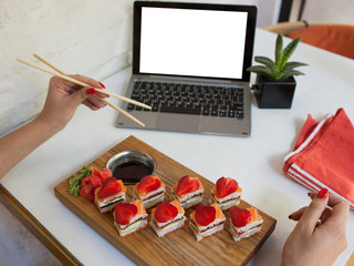 advertisement e-commerce food blogger restaurant meal concept. Japanese kitchen