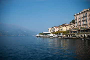 City on the lake in Italy
