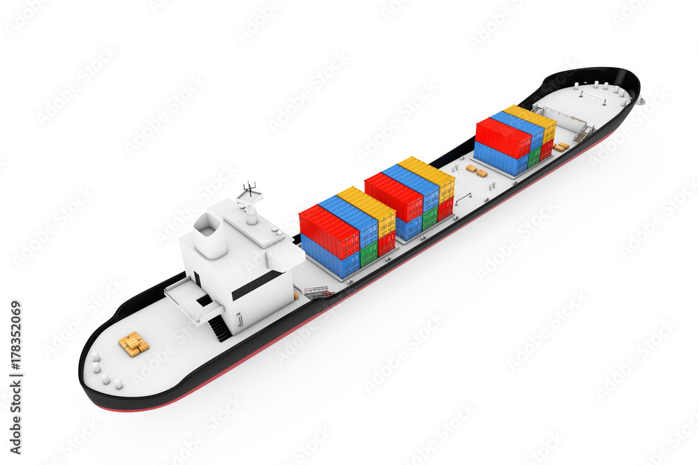 Aufkleber business logistic concept. tanker or container cargo ship. 3d rendering