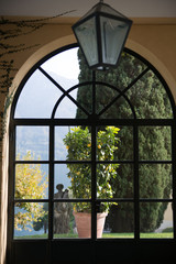 Window overlooking the garden at Villa Balbianello