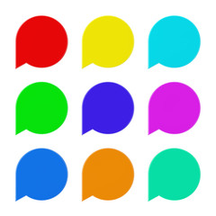 Set of Blank Multicolour Speech Bubble Tag Lable. 3d Rendering