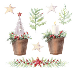 Watercolor christmas illustration. Perfect for cards