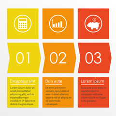Step by step Infographics template with 3 arrows. Business infographic concept. Vector illustration.