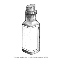 Fotobehang Vintage medicine bottle hand drawing vintage style © channarongsds