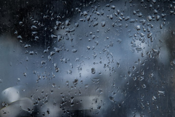 Raindrops on the window.