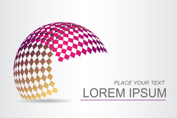 Logo stylized spherical surface with abstract shapes