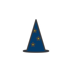 Fototapeta premium Wizard cone hat filled outline icon, line vector sign, linear colorful pictogram isolated on white. Party symbol, logo illustration. Pixel perfect vector graphics