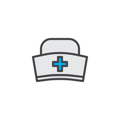 Obraz premium Medical hat filled outline icon, line vector sign, linear colorful pictogram isolated on white. Symbol, logo illustration. Pixel perfect vector graphics