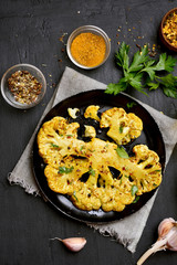 Cauliflower steak with herbs and spices