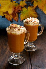 Pumpkin latte with whipped cream