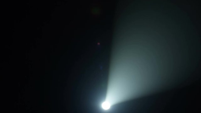 Realistic footage of stage light flashing rays spotlights through smoke. Great as a natural stage background for different projects!!!