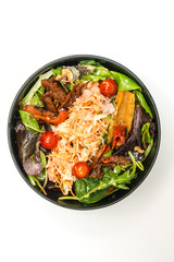 Delicious fresh salad and olive oil