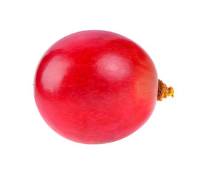 Ripe red grape. One berry isolated on white background