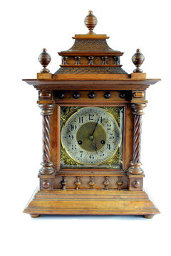 Antique Vintage Clock on Plain Background 