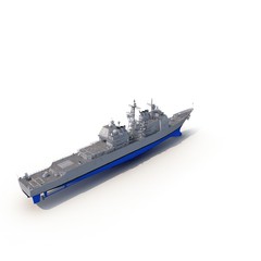 Military warship on white. 3D illustration
