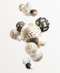 Gold decorative Christmas balls. New year background.