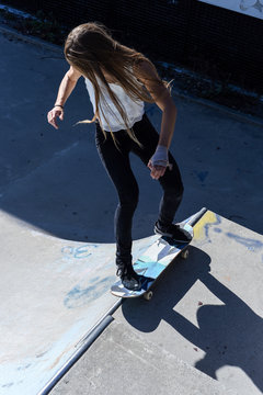 Skater Girl in urban Skate Park in Innsbruck Austria