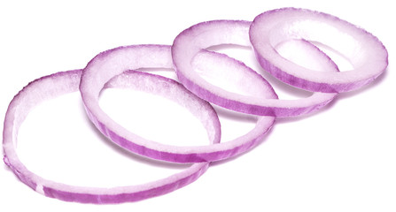 red onions isolated on white background, top view