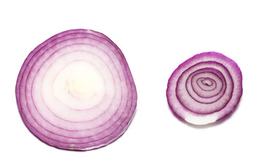 red onions isolated on white background, top view