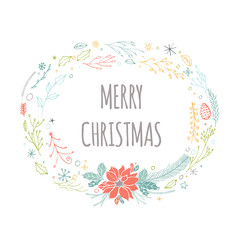 Cute gift cards with wreath, presents and hand drawn Christmas lettering.