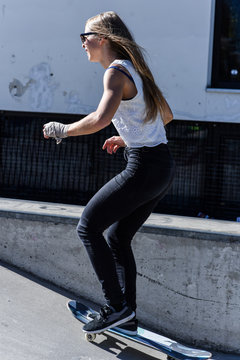 Skater Girl in urban Skate Park in Innsbruck Austria