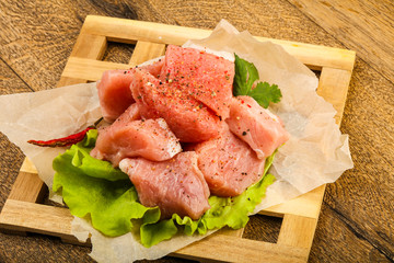 Raw pork pieces