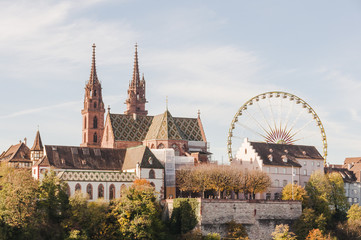 Basel, Stadt, Altstadt, Münster, Kirche, Pfalz, Basler Münster, Altstadthäuser, Herbst,...