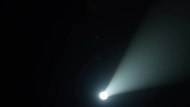 Realistic footage of stage light flashing rays spotlights through smoke. Great as a natural stage background for different projects!!!