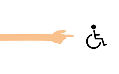 Hand tippt auf Smartphone mit App - Rollstuhlfahrer