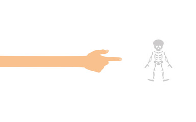 Hand tippt auf Smartphone mit App - Skelett