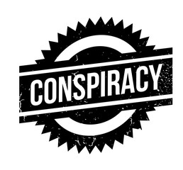 Conspiracy rubber stamp. Grunge design with dust scratches. Effects can be easily removed for a clean, crisp look. Color is easily changed.