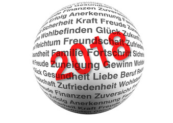 Wortkugel mit W&uuml;nschen f&uuml;r Neujahr 2018