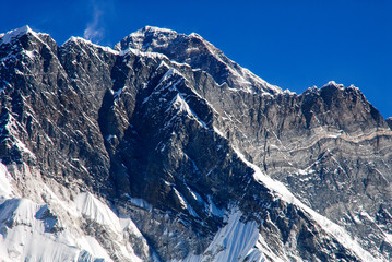 Fototapeta na wymiar Nepal everest behind nuptse peak