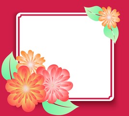 Greeting card frame with flowers. Template for invitations or messages.