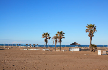 Naklejka premium Deserted beach in autumn or spring.