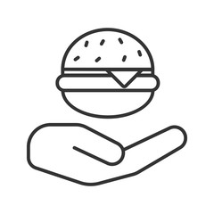 Open hand with hamburger linear icon
