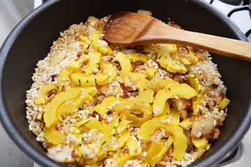 Making delicious squash risotto