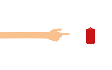 Hand tippt auf Smartphone mit App - erloschene Kerze