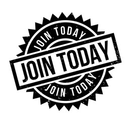 Join Today rubber stamp. Grunge design with dust scratches. Effects can be easily removed for a clean, crisp look. Color is easily changed.