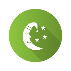 Moon with stars flat design long shadow glyph icon