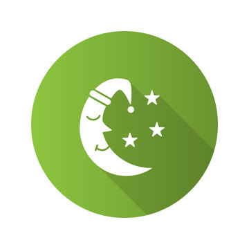 recommend clip art: Moon with stars flat design long shadow glyph icon