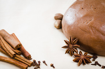 Cooking Christmas cookies. Gingerbread dough.