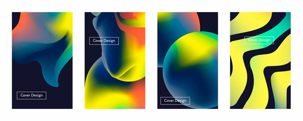 Liquid color covers set. Fluid shapes composition. Futuristic design posters. Eps10 vector.