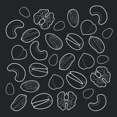 Mixed nuts. Black and white