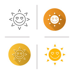 In love sun smile icon