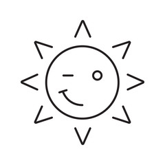 Winking sun smile linear icon