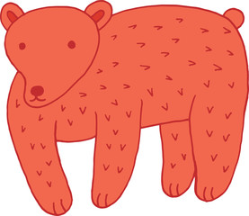 Forest animal bear doodle cartoon simple illustration. kids drawing style